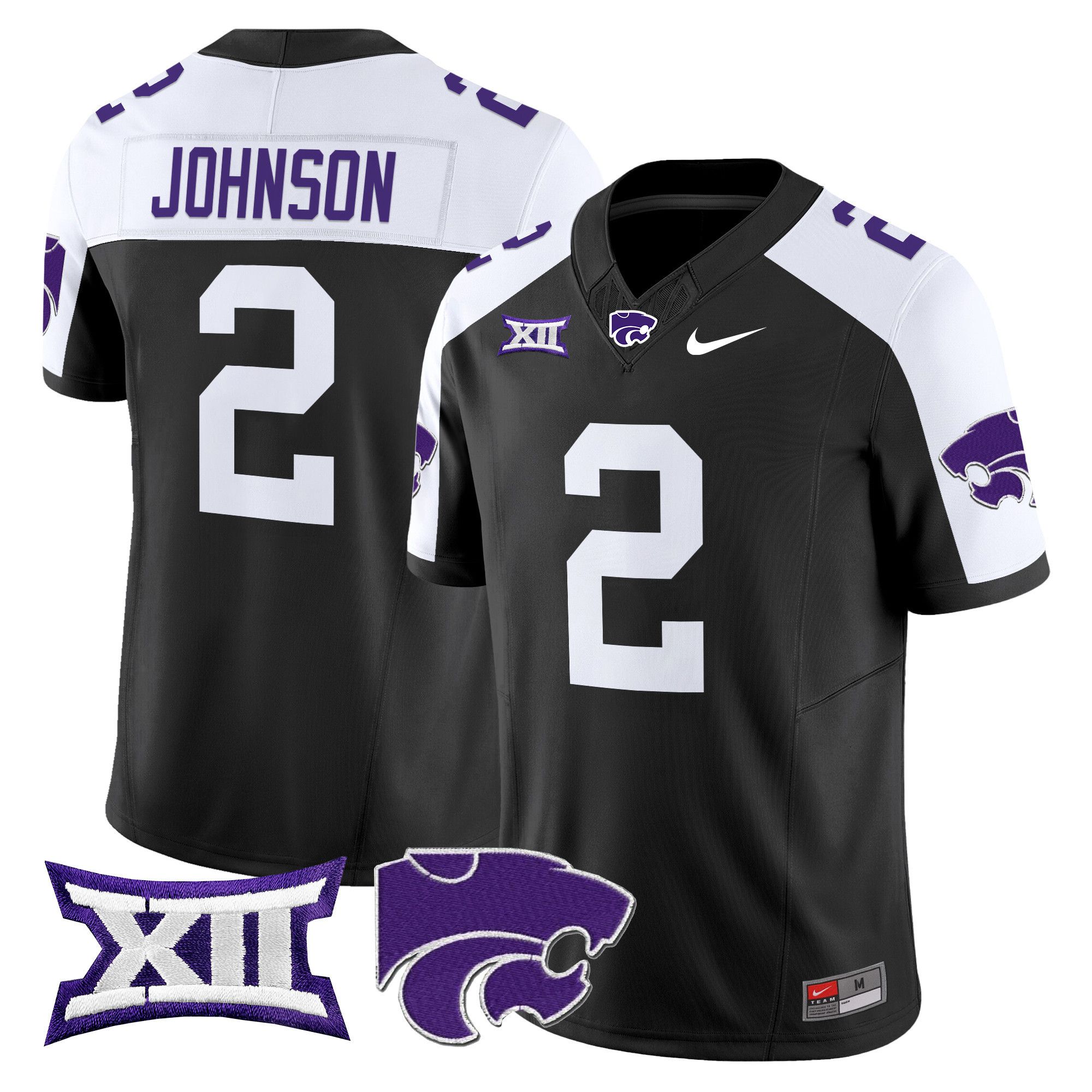 Men Kansas State Wildcats #2 Johnson Black Nike 2024 Vapor Limited NCAA Jersey